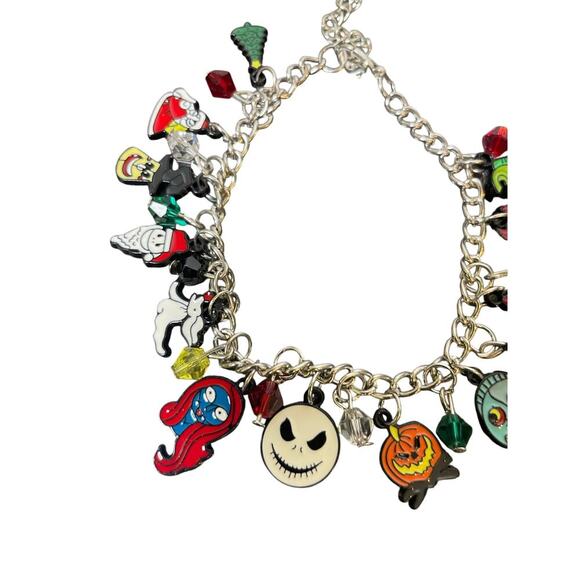 DISNEY NIGHTMARE BEFORE CHRISTMAS CHARM BRACELET 8’-9.5’ SKELLINGTON SALLY - Picture 1 of 7
